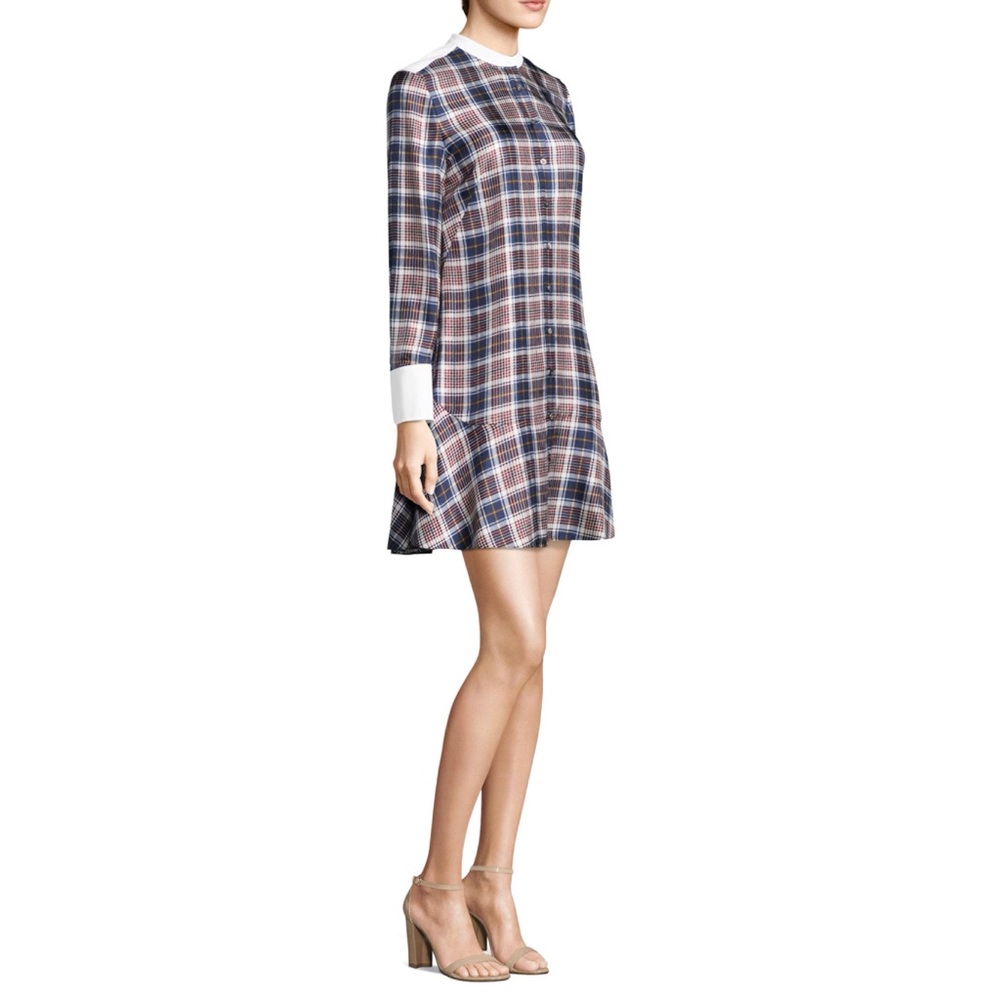 Tory Burch Cora Tartan Plaid Silk Shirtdress